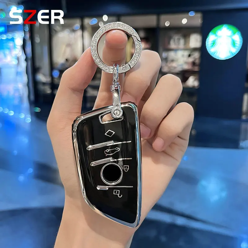 TPU Car Remote Key Case Cover Fob For BMW X1 X3 X5 X6 X7 1 3 5 6 7 Series G20 G30 G11 F15 F16 G01 G02 F48 Holder Keychain Women