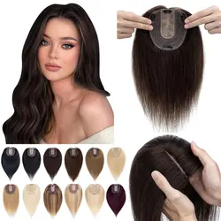 SEGO 10x12cm Hair Toppers Silk Base Human hair Wigs For Women Machine Natural Hair Piece Clip In Hair Extensions