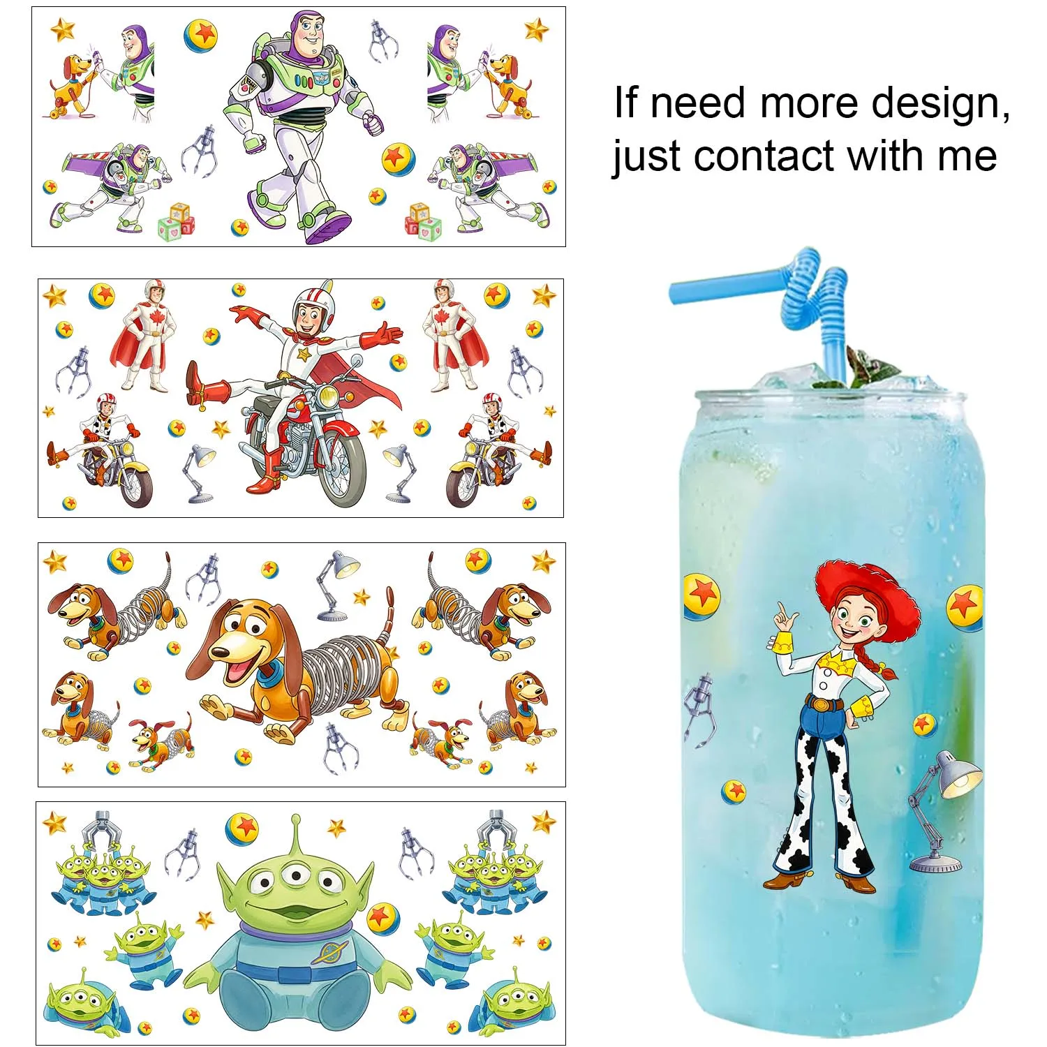 5PCS  Bundle Toy Cartoon UV DTF Transfer Sticker DIY Decals 3D transfers uvdtf stickers 16oz uv dtf cup wraps