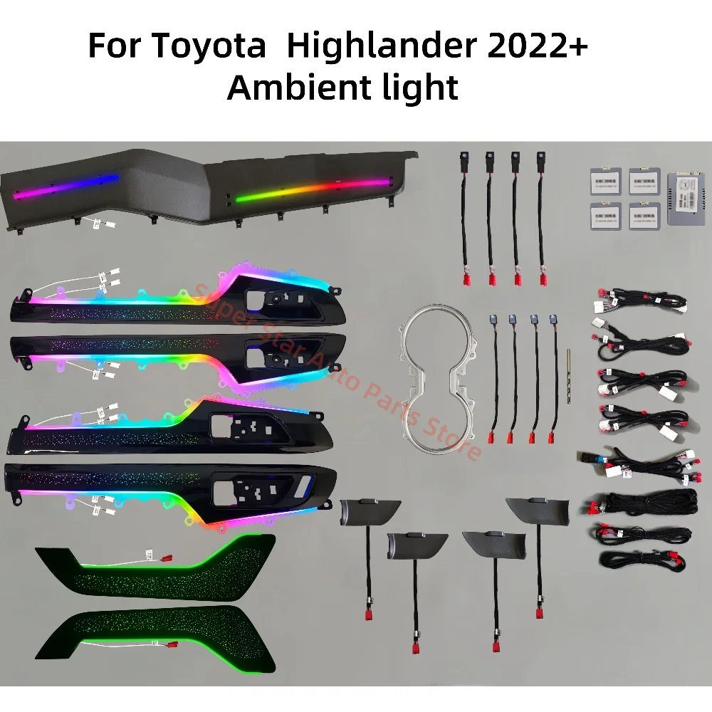 Car interior lighting upgrade Fit for Toyota Highlander 2022+ Ambient lighting Auto accessories buttons &APP control Starry sky