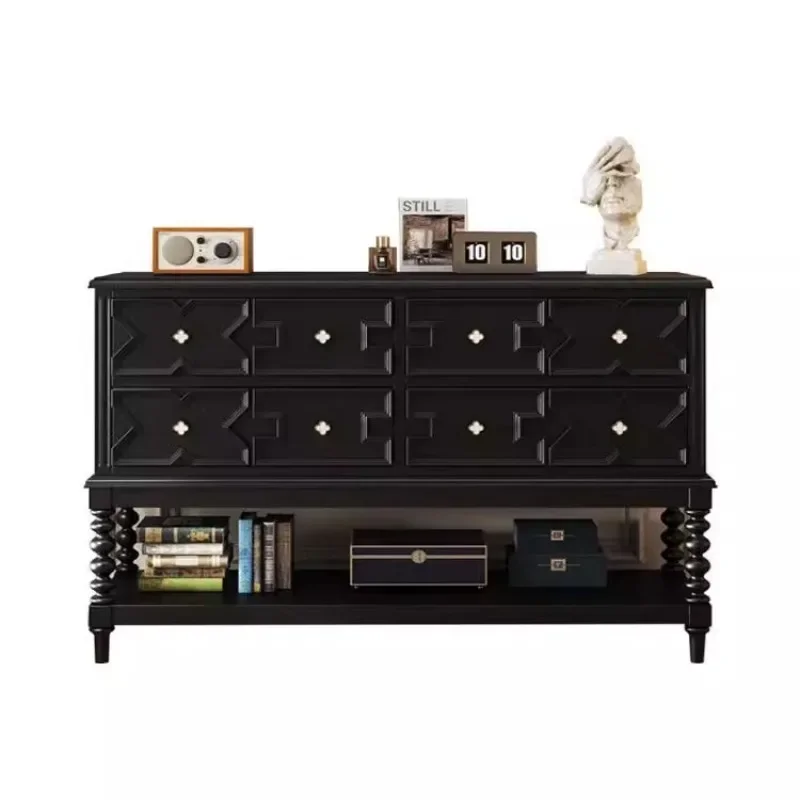 

Black porch cabinet decoration aisle antique storage table against the wall