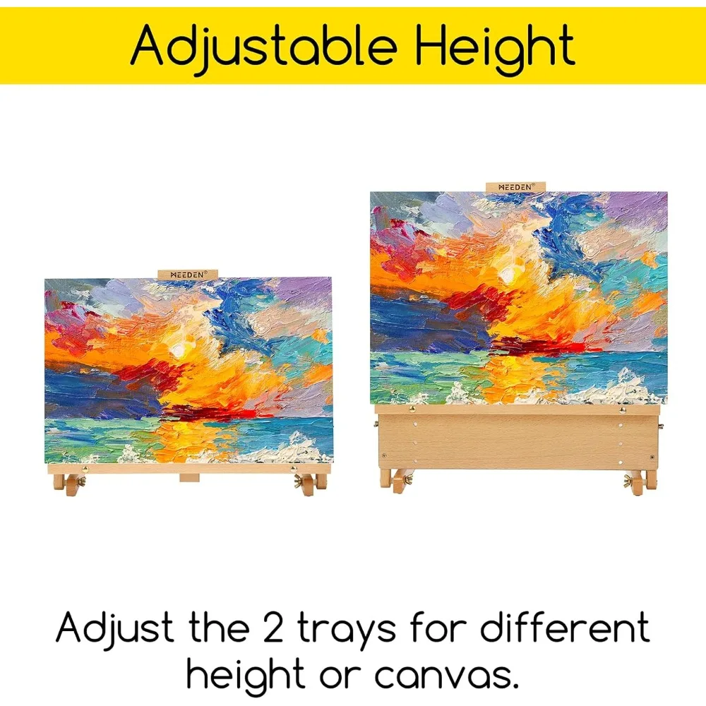 Large Adjustable Drawing Board Easel, Solid Beech Wood Tabletop H-Frame for Artists & Painters