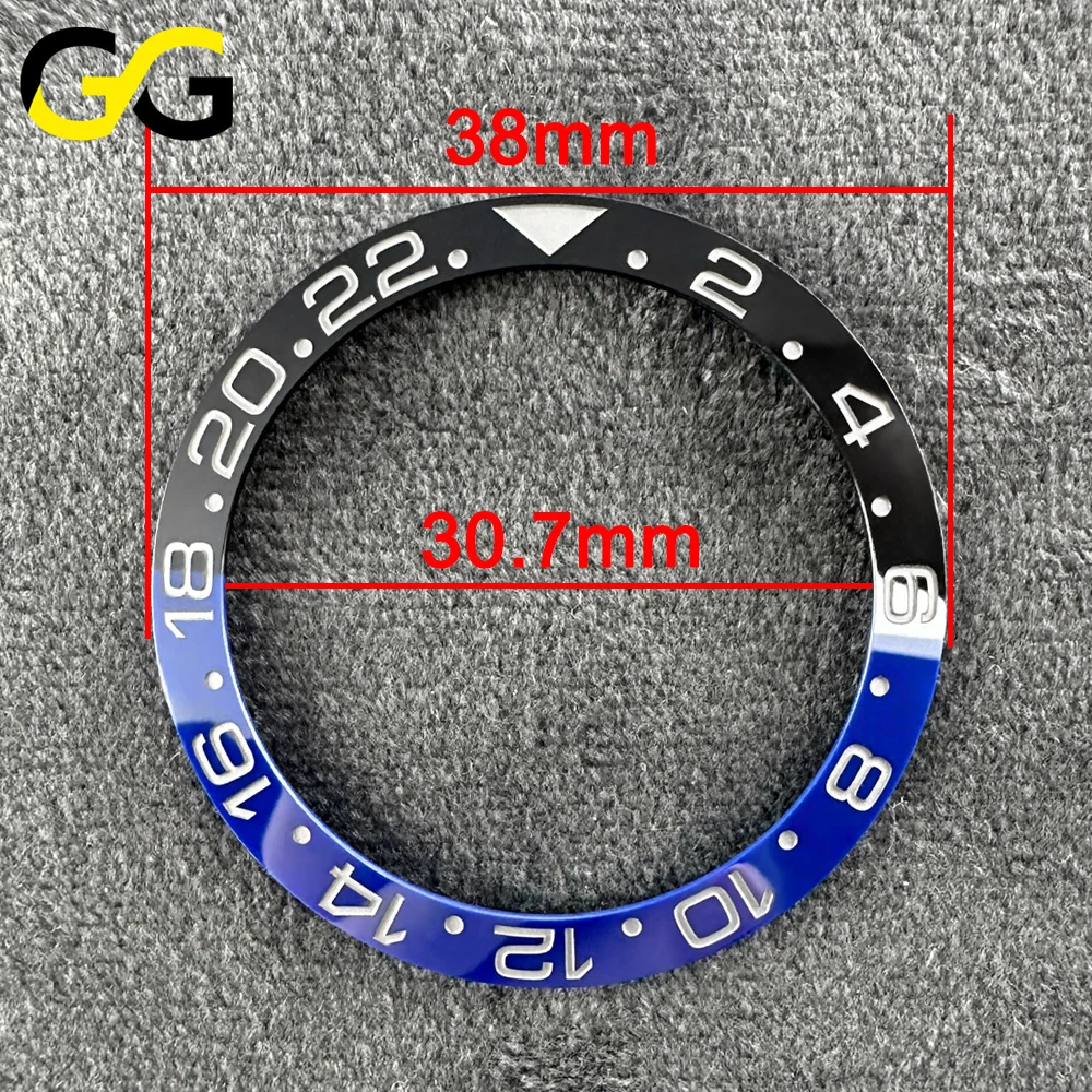 38mm * 30,7mm Keramik-Lünette GMT Hochwertige Uhrenlünette Uhrenteile Zubehör Geneigtes Einlege-Modul – Detail 2