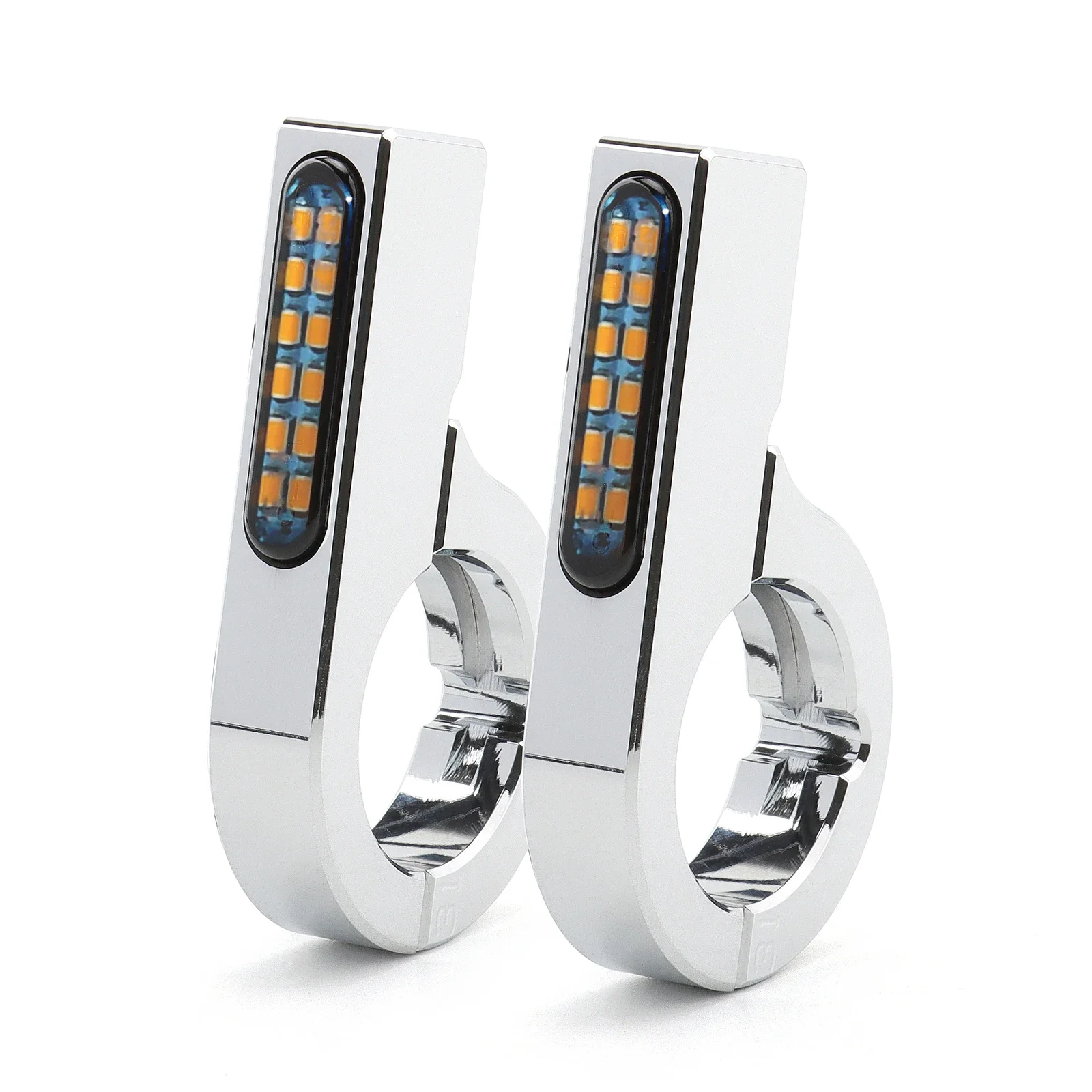Motorcycle Fork Front LED Turn Signal Light 28mm-58m Amber Blinker Indicator Lamp For Harley Honda Yamaha Suzuki Bobber Chopper