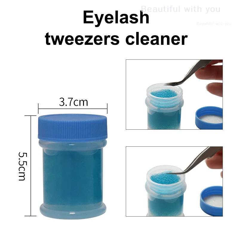 NewTweezers نظافة زجاجة بلاستيكية رمش تمديد الملقط تنظيف الحل الإسفنج رمش مزيل الصمغ الملقط أداة نظيفة