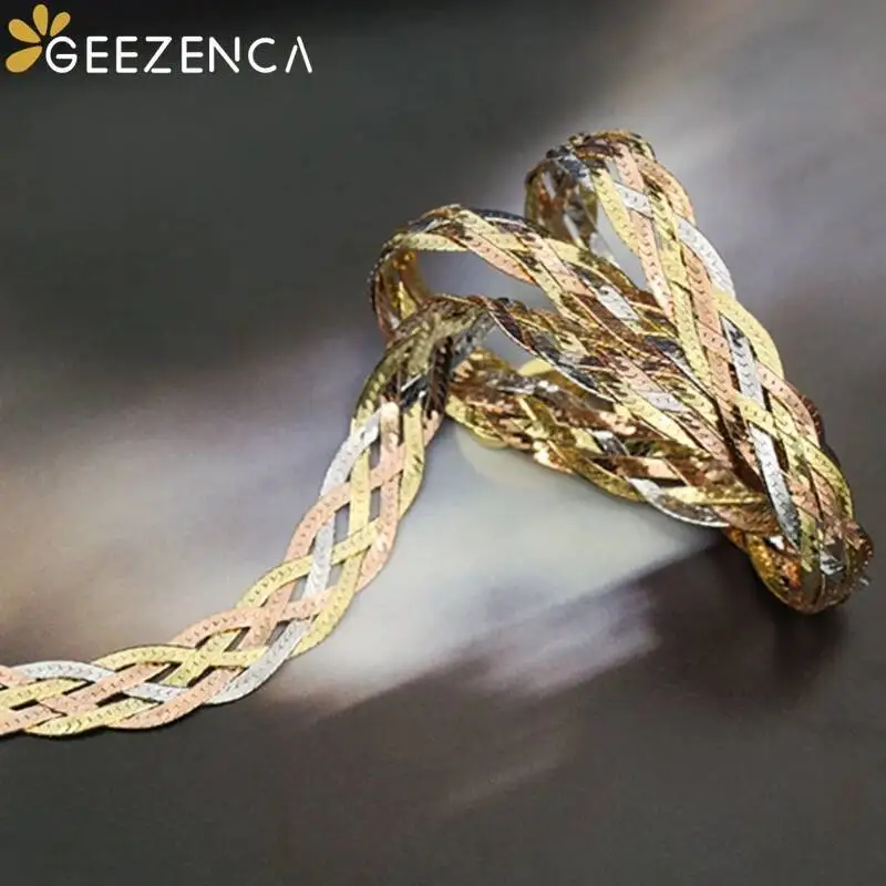 Italian Jewelry S925 Silver Women\'s Necklace Three Color Woven Choker Necklaces 40cm 45cm Chic Sparkling Trendy Party Gift