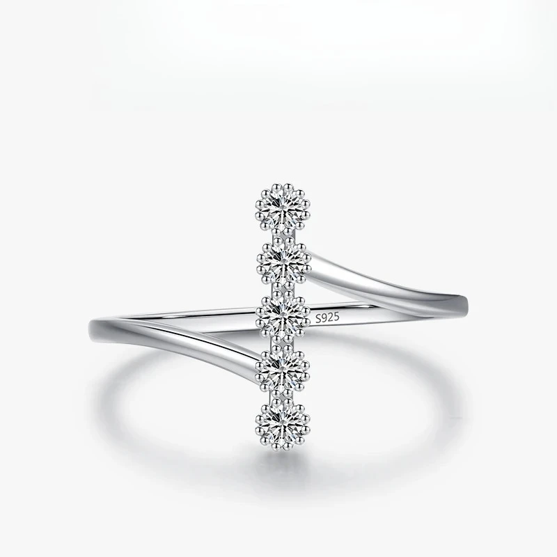 

0.1ct*5 Moissainte 925 Sterling Silver Fashion Delicate Finger Rings For Women Wedding Engagement Fine Jewelry Anel Accessories