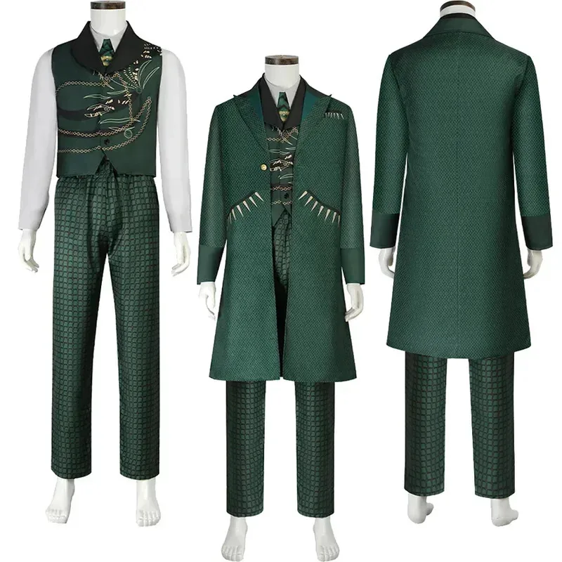 

2025 11 A888Party The Wizard of Cosplay Oz Green Uniform Costume Movie Wicked Shirt Vest Pants Coat Men Male Outfits Halloween C