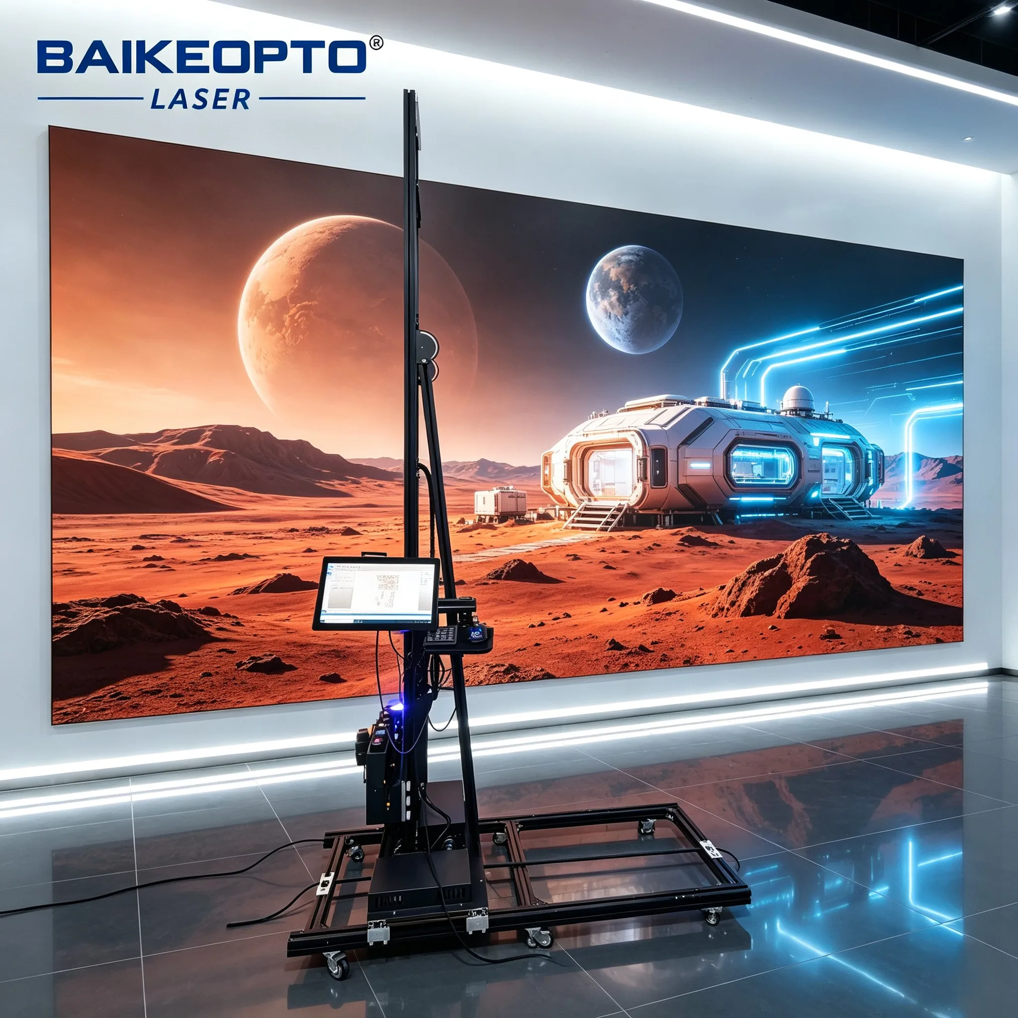 Automatic 3D Vertical Wall Art Printer Direct Wall Painting Machine Portable Design with Detachable Guide Rail for Wall Murals