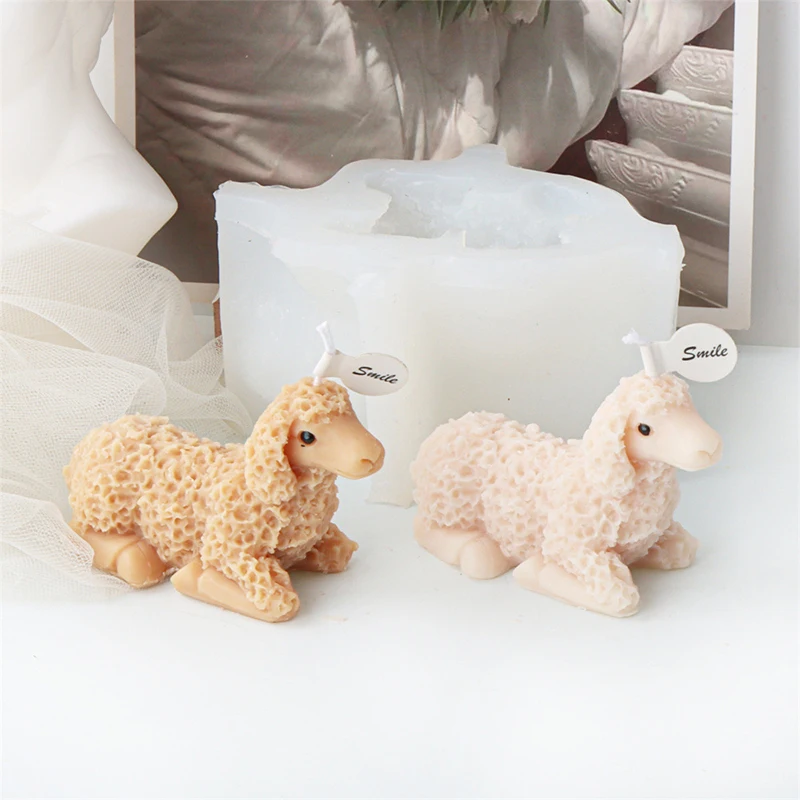 3D Alpaca Aroma Candle Silicone Mold DIY Simulation Cute Animal Plaster Making Supplies Creative Sheep Furniture Decoration