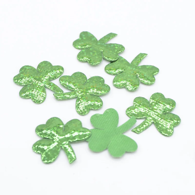 100Pcs/16Pcs Spring Flower Padded Clover Shape Patches Small & Big Leaf Appliques Clothing DIY Crafts Accessories Supplies