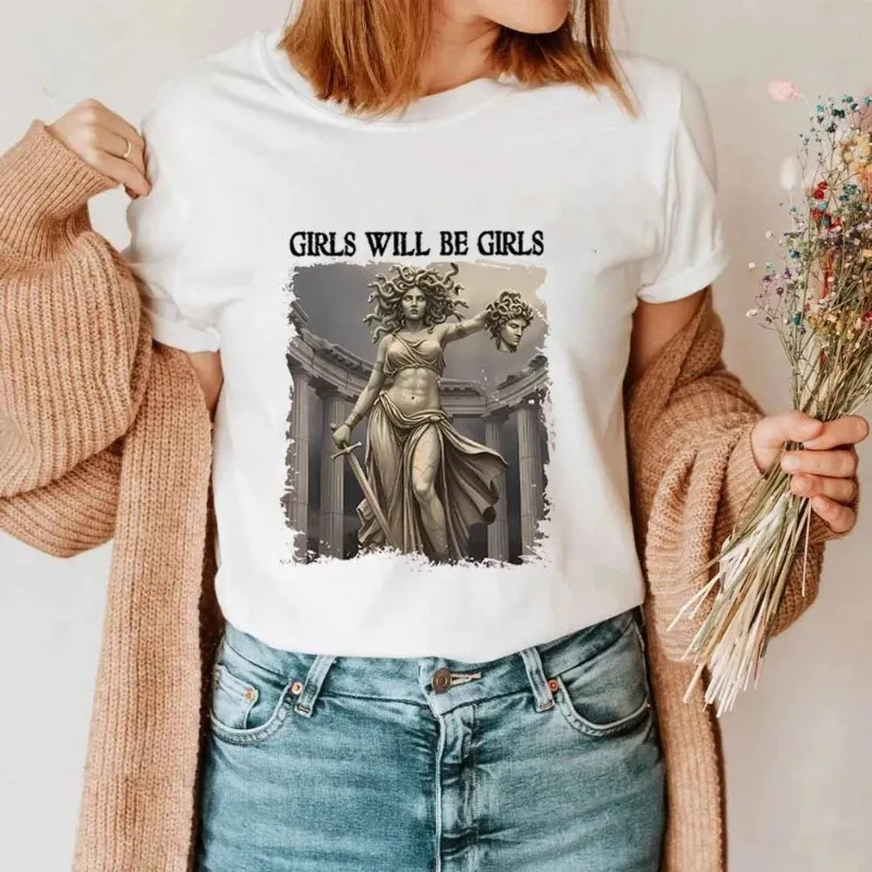 Retro Girl Will Be Girl Medusa Feminism Feminism T-shirt Equal Rights T-shirt Witch Burning Patriarchy Halloween Witch Top