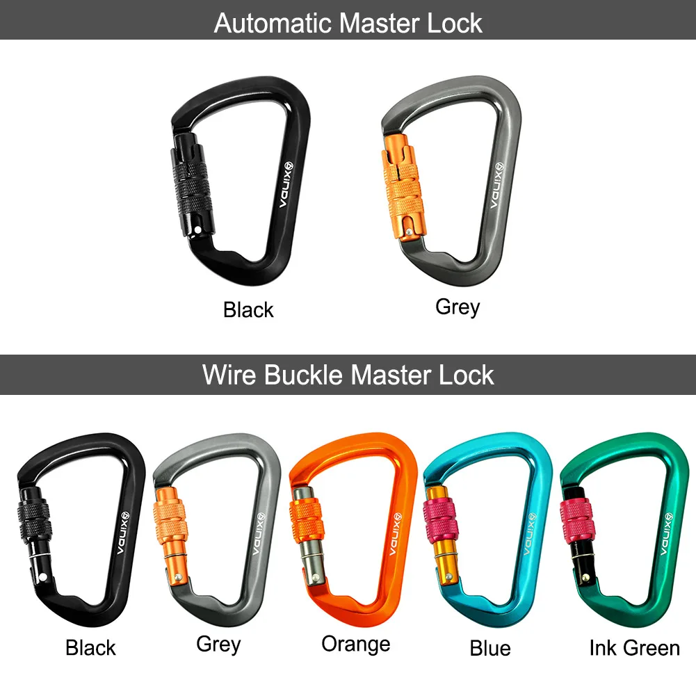 30kN Rock Climbing Carabiner Heavy Duty Caribeaner Clips Mountain Caribiniers for Climbing Mountaineering Rappelling Camping view 2