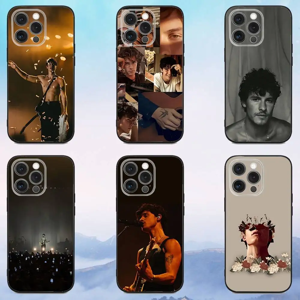 

S-Shawn Singer Mendes Phone Case For iPhone 16e,16,15,14,13,12,11,Pro,X,XS,Max,XR,Plus,Mini Soft Black Cover