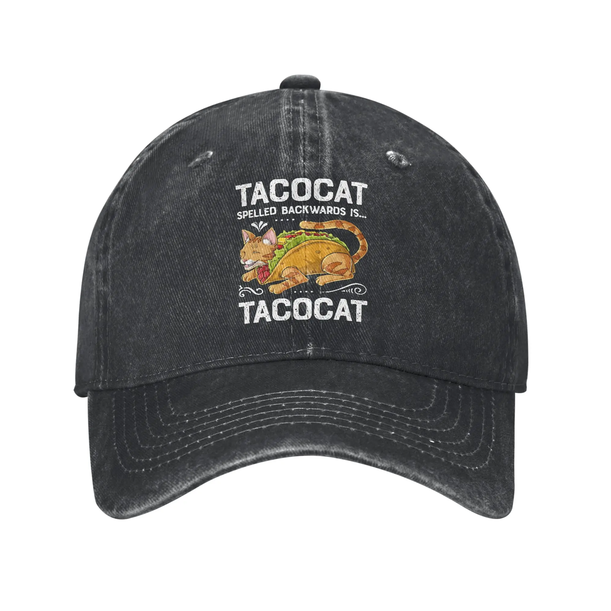Spelled Backwards is Taco Cat Baseball Cap Vintage Distressed Washed Cinco De Mayo Sun Cap Unisex Outdoor Summer Gift Hats Cap