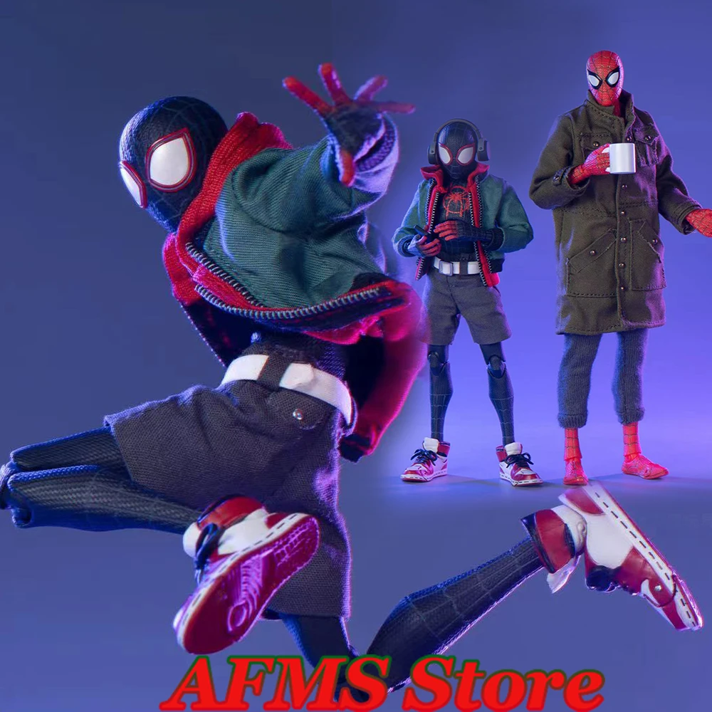 

1/12 Men Soldier Jacket Pants Spider Boys Parallel Universe Miles Peter Parker Clothes Set For 6Inch Action Figure Model Toys