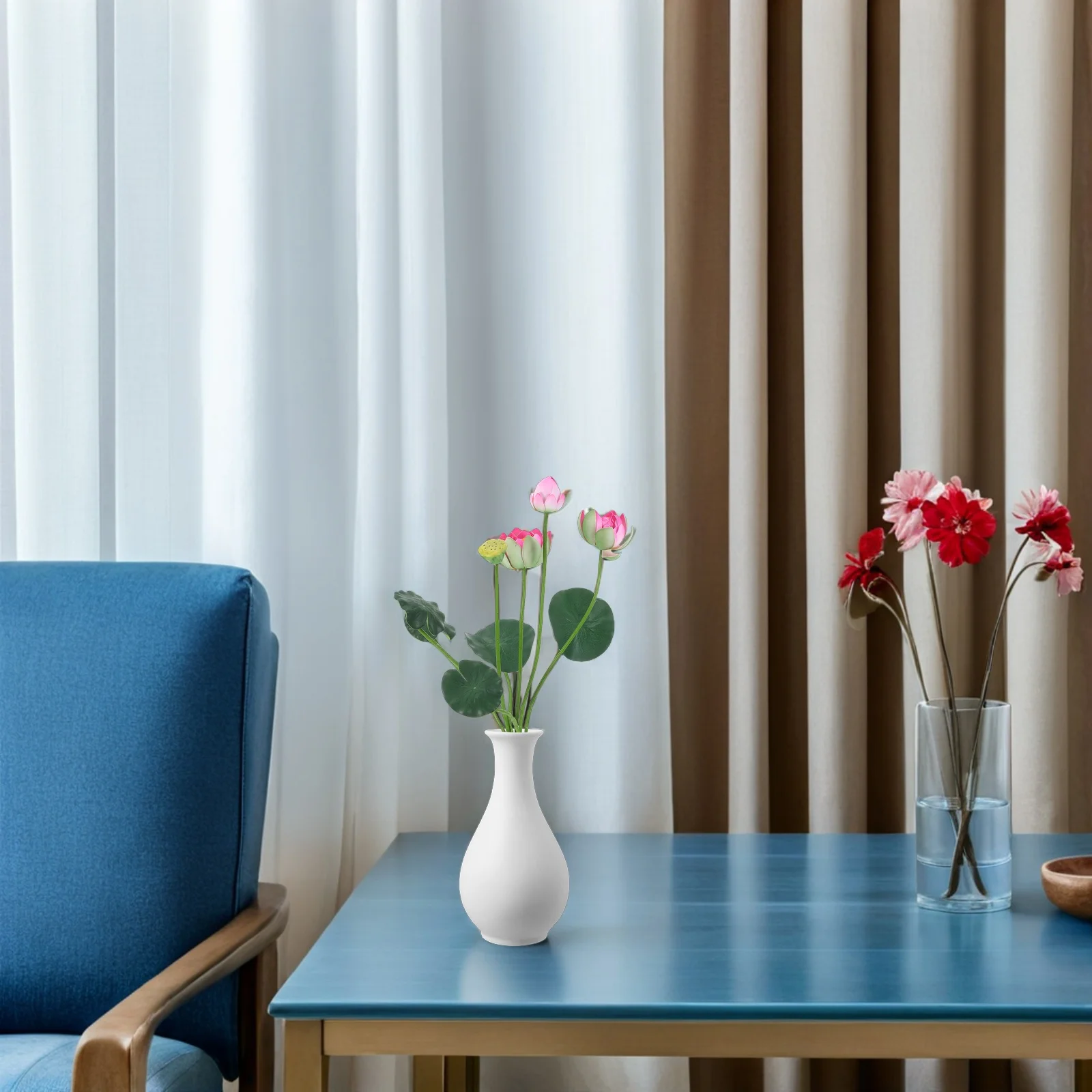 

Artificial Lotus Flower Bouquet with Realistic Leaves and Flexible Stems for Home Office Wedding Decor Simulation Lotus Flower