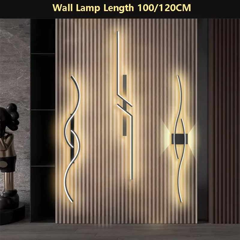 

Modern LED Wall Lamps 100/120CM Remote Control Wall Sconces Living Room Bedroom Hallway Bedside Bar Home Decor Led Lights Lustre