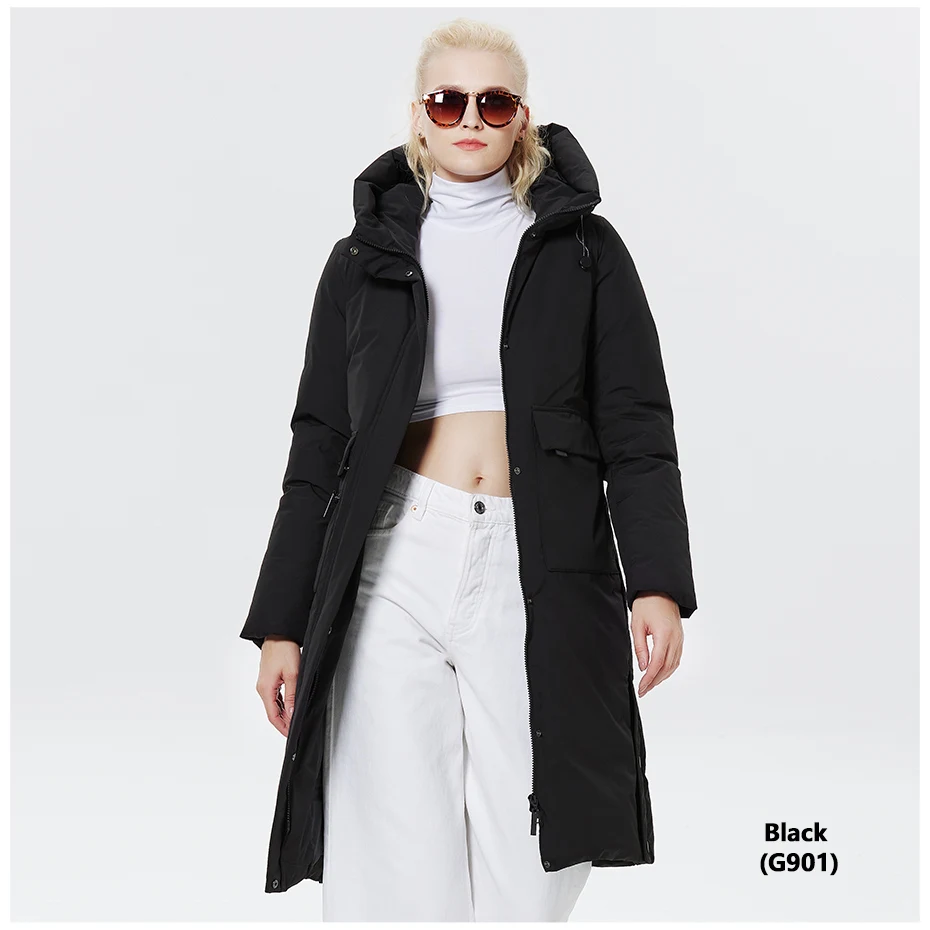 ICEbear 2023 Winter Women Jacket Long Cotton Big Pockets Ladies Coat Women's Thickened Warm Parka GWD22578-1D
