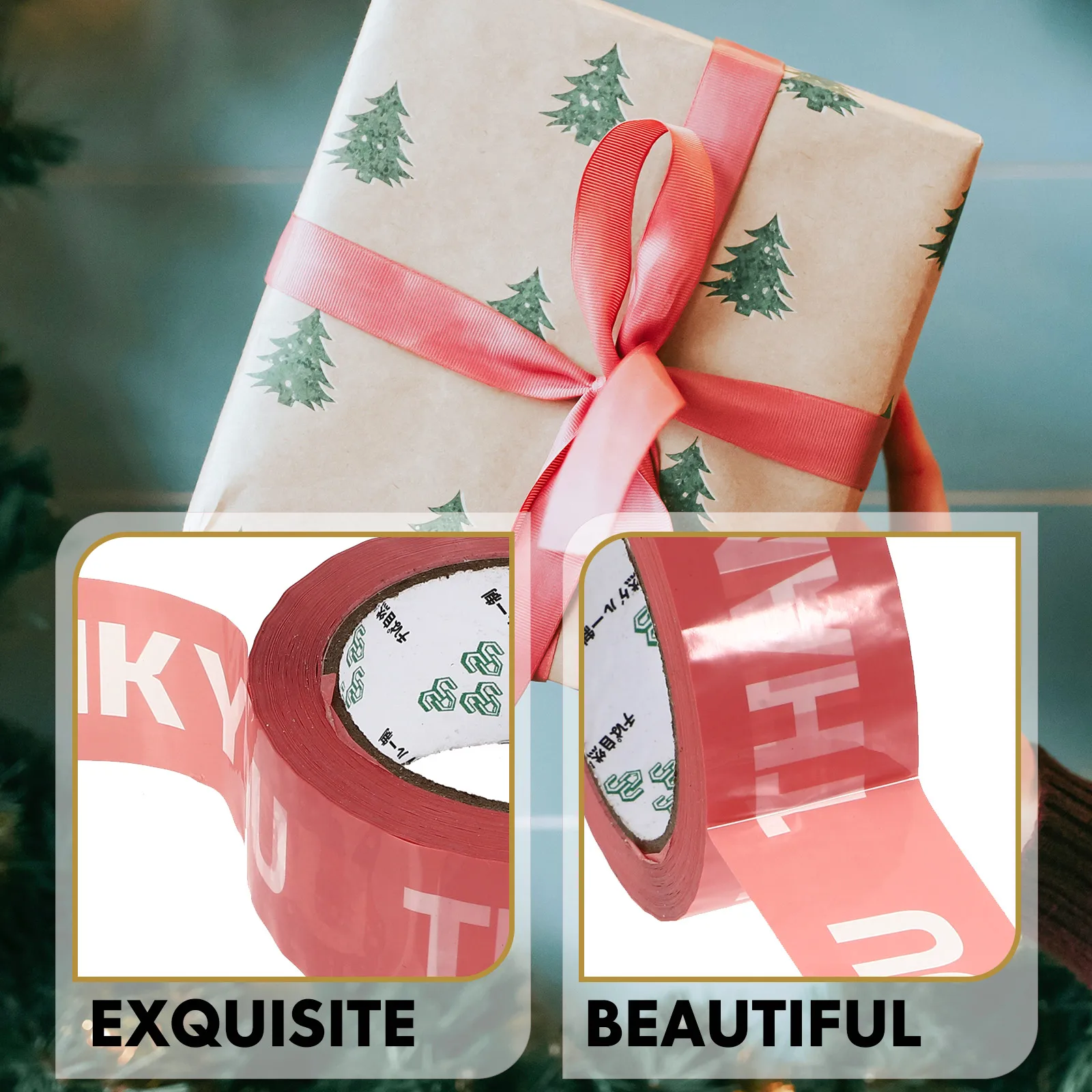 

Pink Sealing Tape Multi Purpose Gift Wrapping Decorative Packing Boxes Holiday Thank You Printed Long Roll