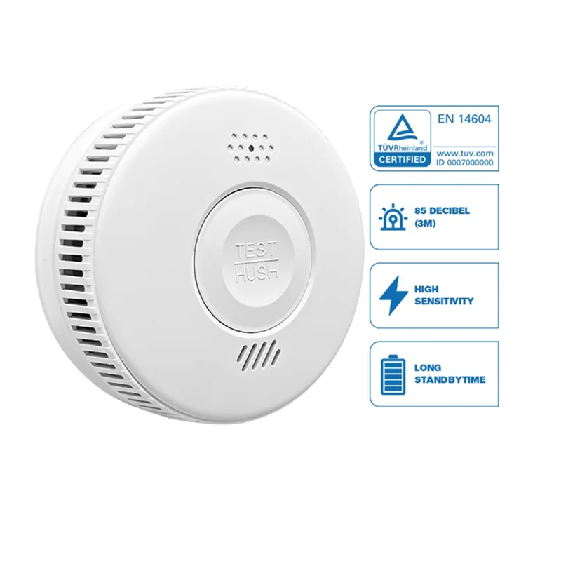 M16K-Fire Alarm System 3 Year Battery, Smoke Detector, Independent Small Unit Featuring LED Indicator And Mute Functionality But
