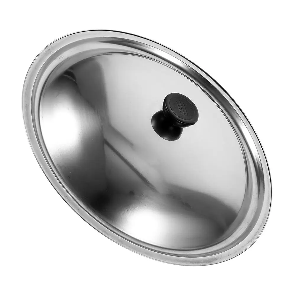 Stainless Steel Wok Lid 24cm Drum Cover Vegetable Pan Replacement Grease Splatter Frying Cookware Pot Universal Sturdy Thickened
