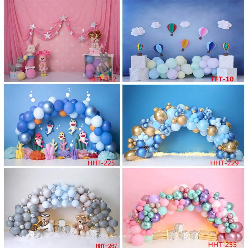 

Personalized Decoration With Colorful Balloon Arch Snowman Background Newborn Baby Birthday Photography Backdrops FSS-110