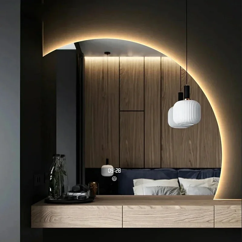 Modern Smart Mirror Nordic Bedroom Makeup Bathroom Mirror Aesthetic Irregular Espelho Maquilhagem Com Led Bathroom Accessories