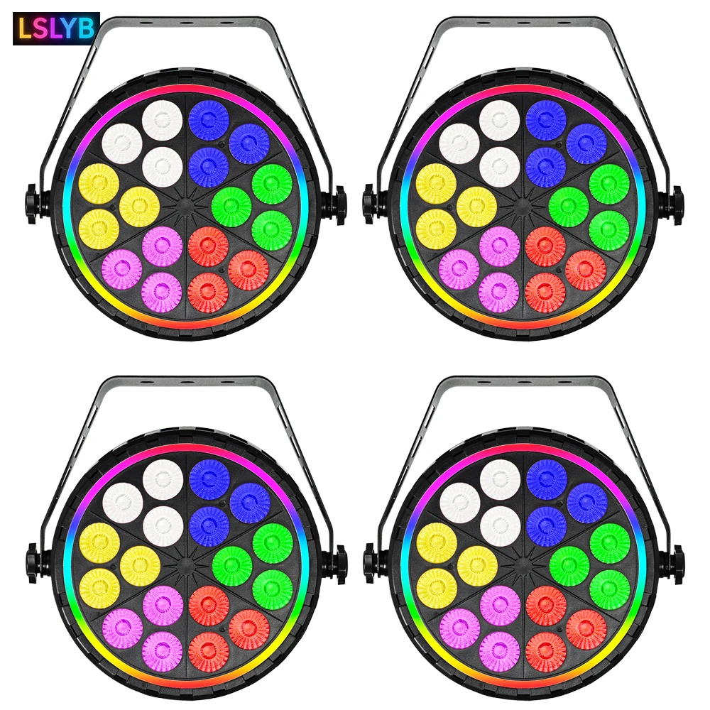 

4Pcs/18x12w RGBW+Auxiliary Light 5in1 Led Par Light Full Color Stage Light Disco Light For Bar, DJ ,Wedding ,Festival Patry