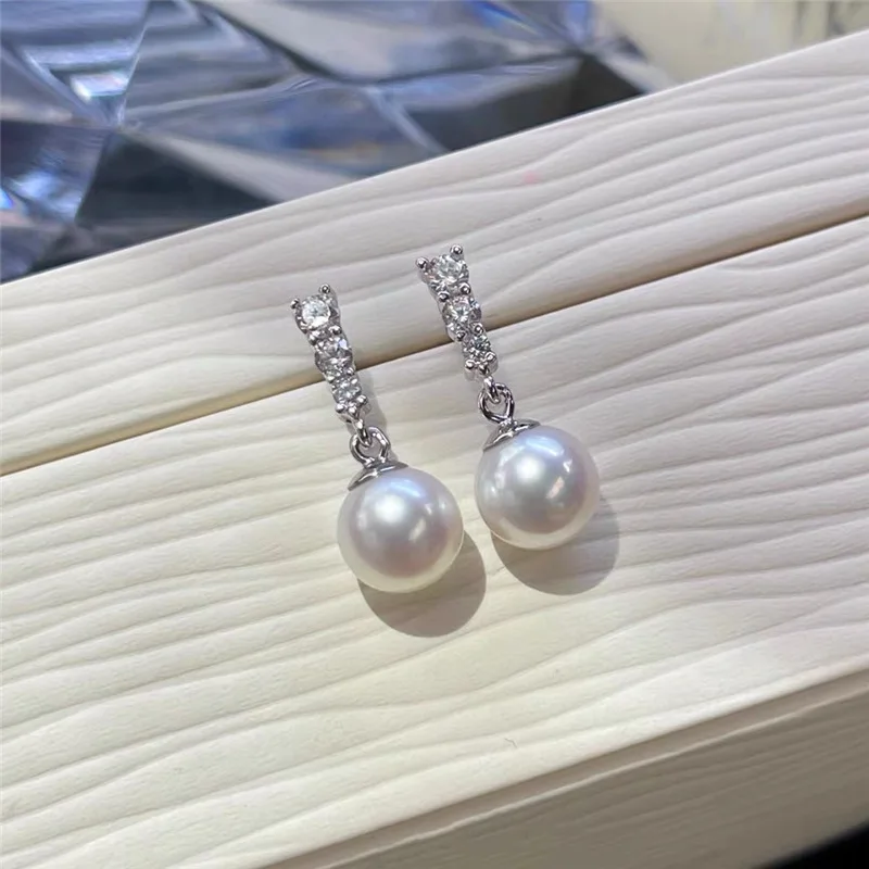 hot AAAA++++ 6-7mm 7-8mm  8-9mm 9-10mm 10-11mm 11-12mm 12-13mm Gorgeous KOYA White ROUND pearl earring pendant 925s