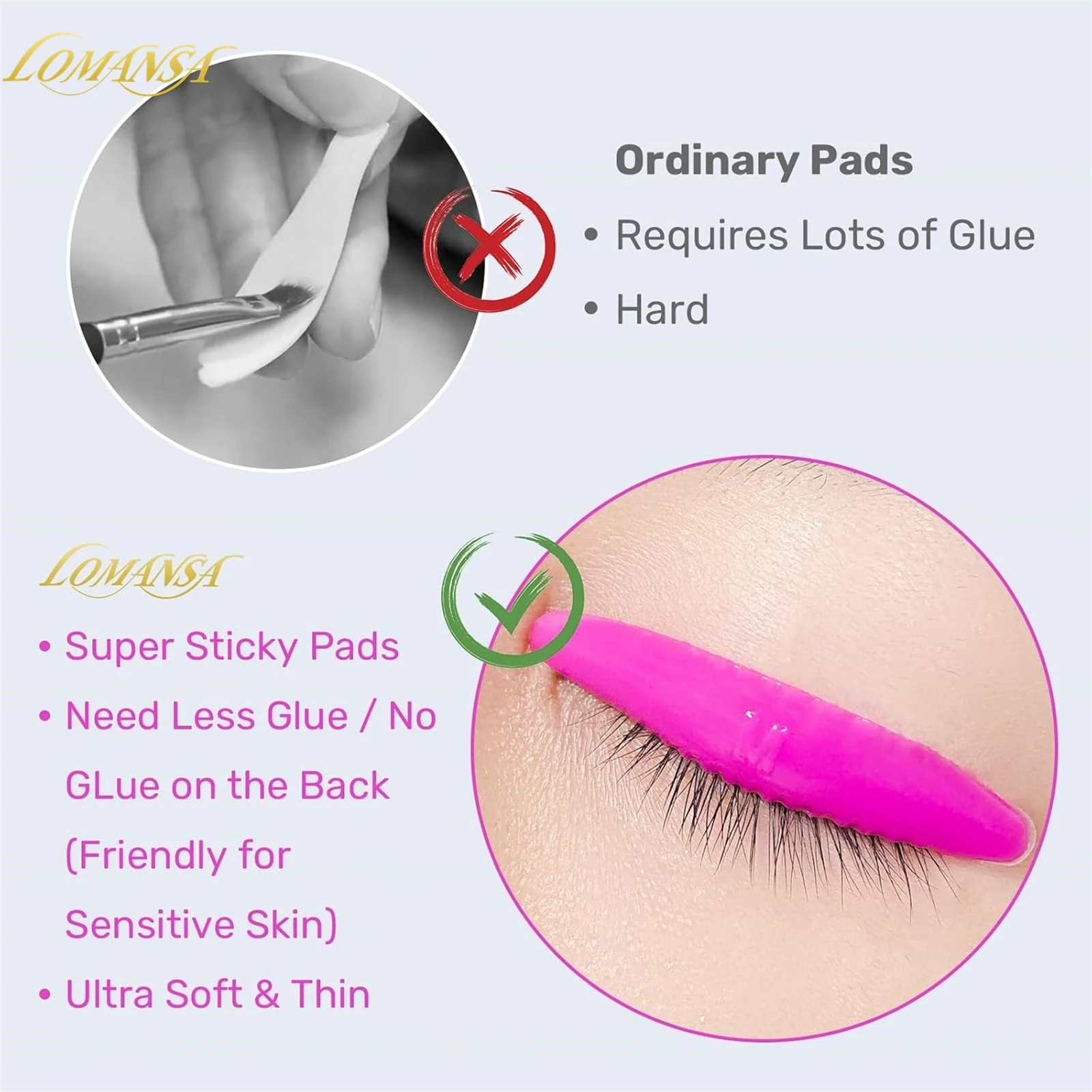 Lomansa 5 أزواج منصات الجفون لزجة للغاية خالية من الغراء قابلة لإعادة الاستخدام جلدة قضيب درع رفع ثلاثية الأبعاد رمش بكرة الشعر اكسسوارات ماكياج أداة