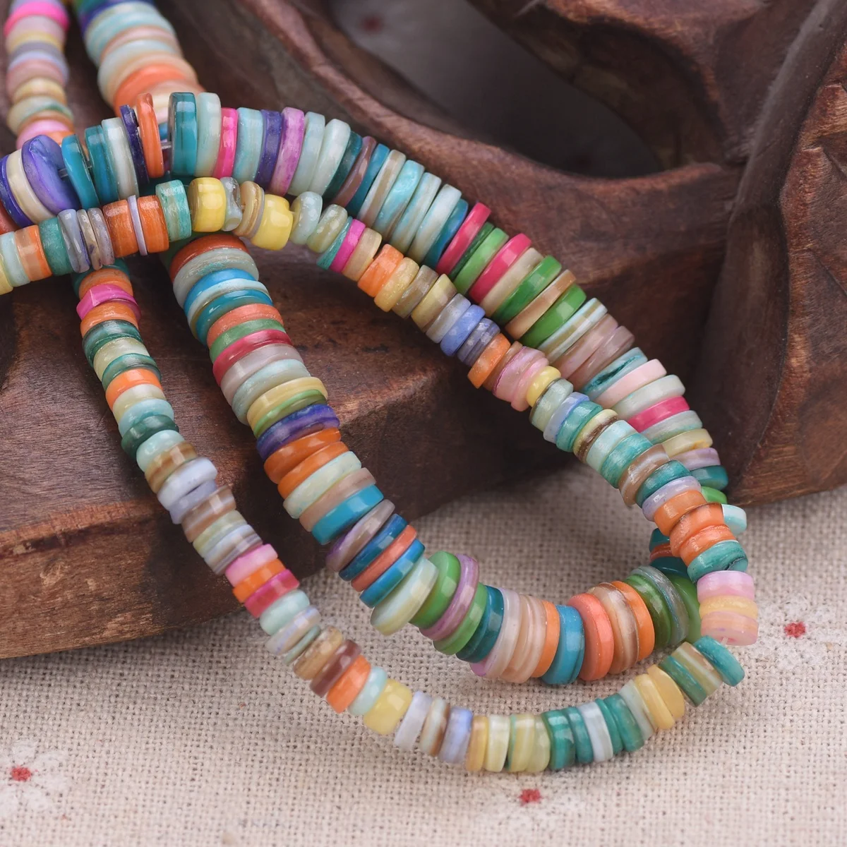 

1 Strand 38cm Natural Shell Flat Round 6mm 8mm Spacer Beads For Jewelry Making DIY Bracelet Findings