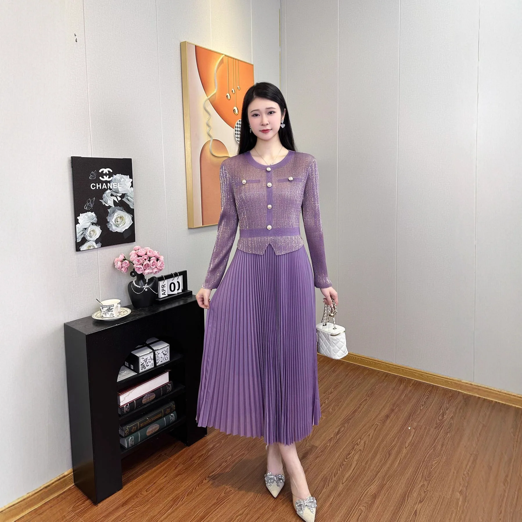 Miyake Fold 2025 New Autumn and Winter Classic Clothes Fashion Dress Loose Long Dress Light Luxury Women's Wear Elegant