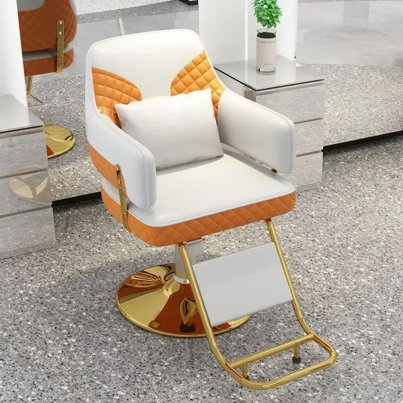 

Stylist Recliner Aesthetic Barber Chairs Luxury Pedicure Hairdressing Chairs Golden Sillas Giratoria Barber Equipment Furniture