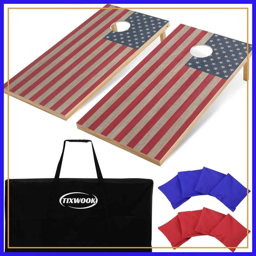 

4x2ft Solid Wood Cornhole Board Set with 8 Bean Bags, Regulation Corn Hole Game for Adults and Family