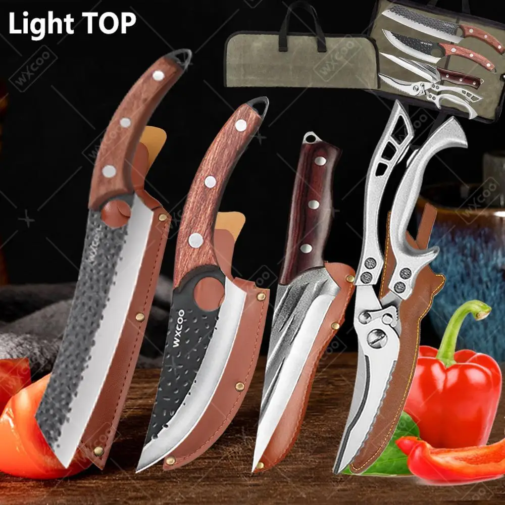 Küchenmesser Fleischbeil BBQ Kochen Edelstahl Kochmesser Handgemacht Geschmiedet Metzgermesser Schere Küchenzubehör