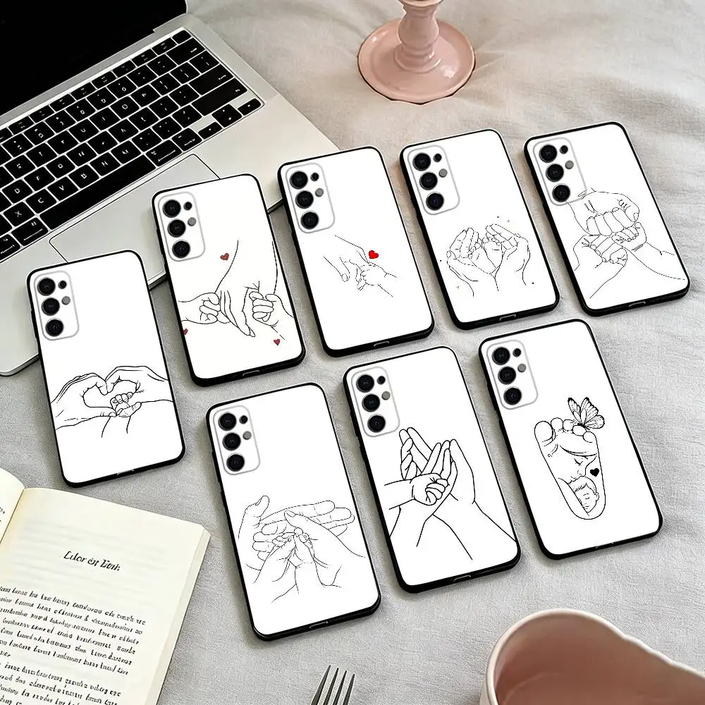 

B-Baby Mom daughter Son Dad Hands Phone Case Black Silicone Soft For Samsung S25,S24,S21,S22,S23,S30,Ultra,S20,Plus,Fe,Lite