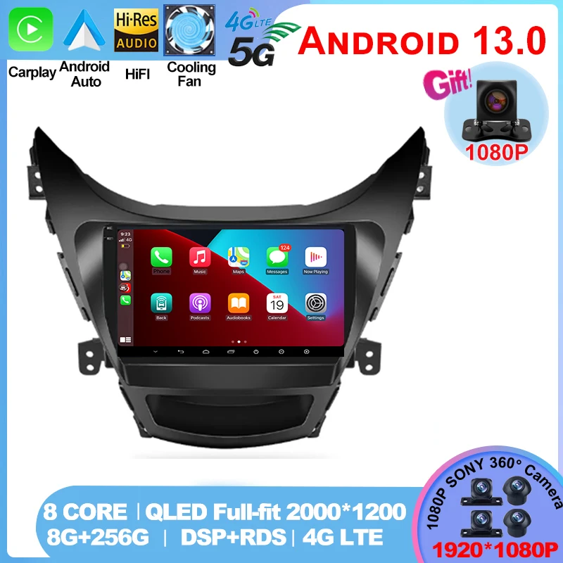 

For HYUNDAI ELANTRA 2012-2013 Android 13 2din Car Radio Multimedia Video Player GPS Navigation WIFI Auto Carplay Autoradio