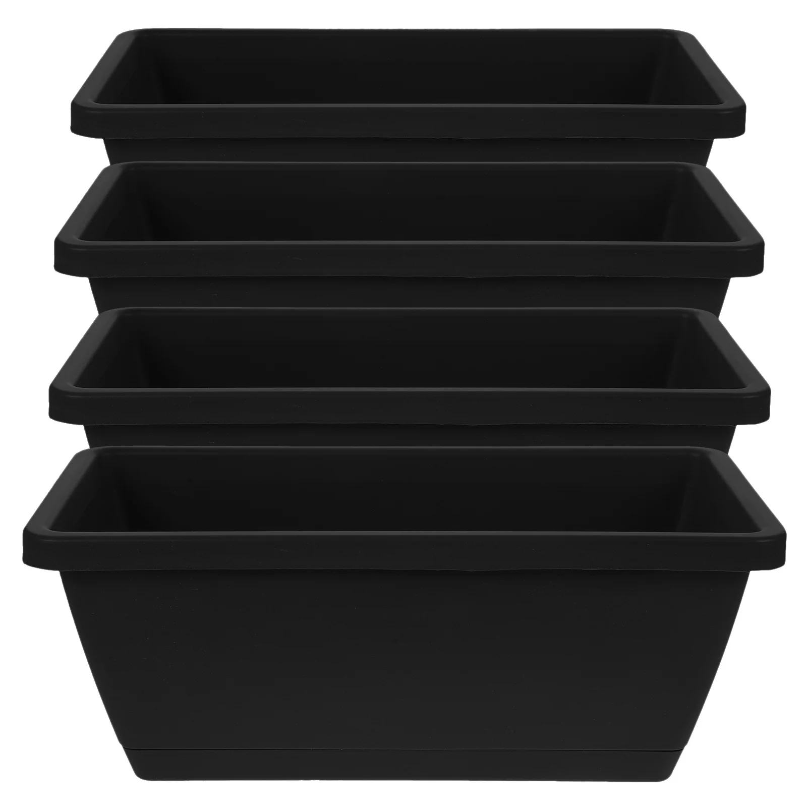 4 قطعة أصيص زهور بلاستيكي مستطيل زارع مع ثقوب الصرف في الهواء الطلق داخلي حاوية نباتات حديقة نافذة صندوق كبير بونساي