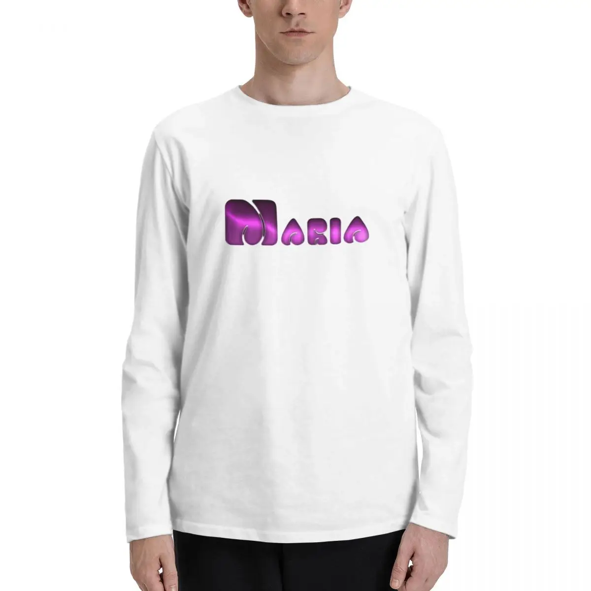 MARIA Stylish Men's Long-Sleeve T-Shirt, Durable Fabric, Relaxed Fit, Perfect for Any Casual Occasion.