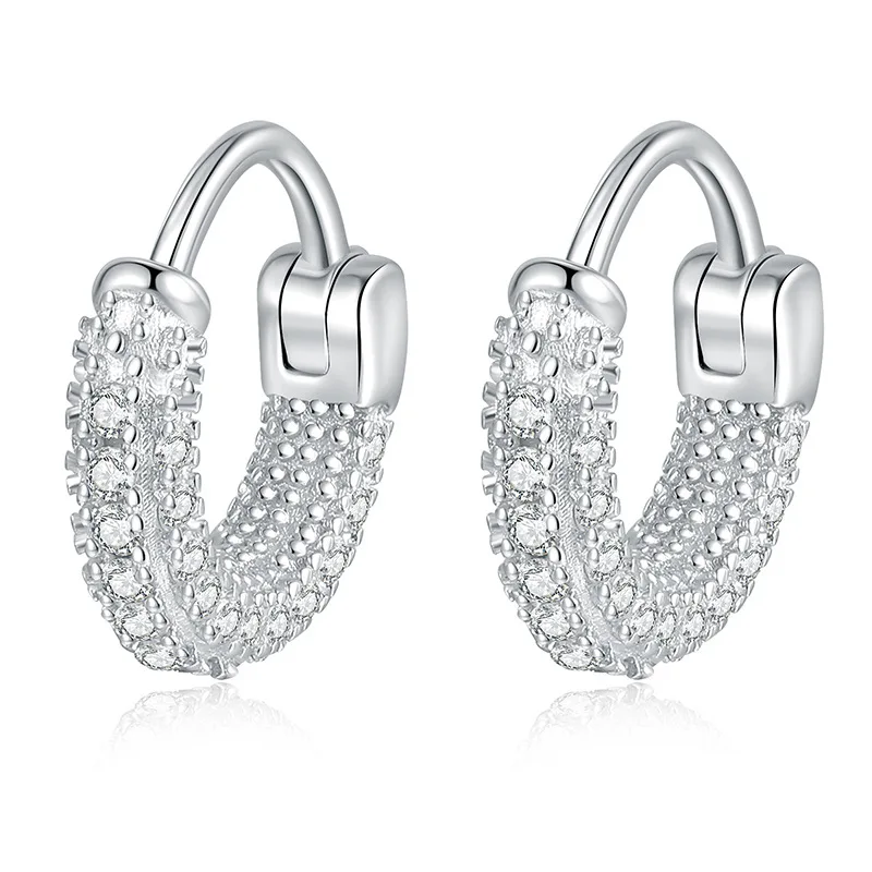 

S925 Sterling Silver Moissanite Hoop Earrings for Women 0.7ct D Color VVS1 Round Cut Lab Created Moissanite Earrings Round Loops