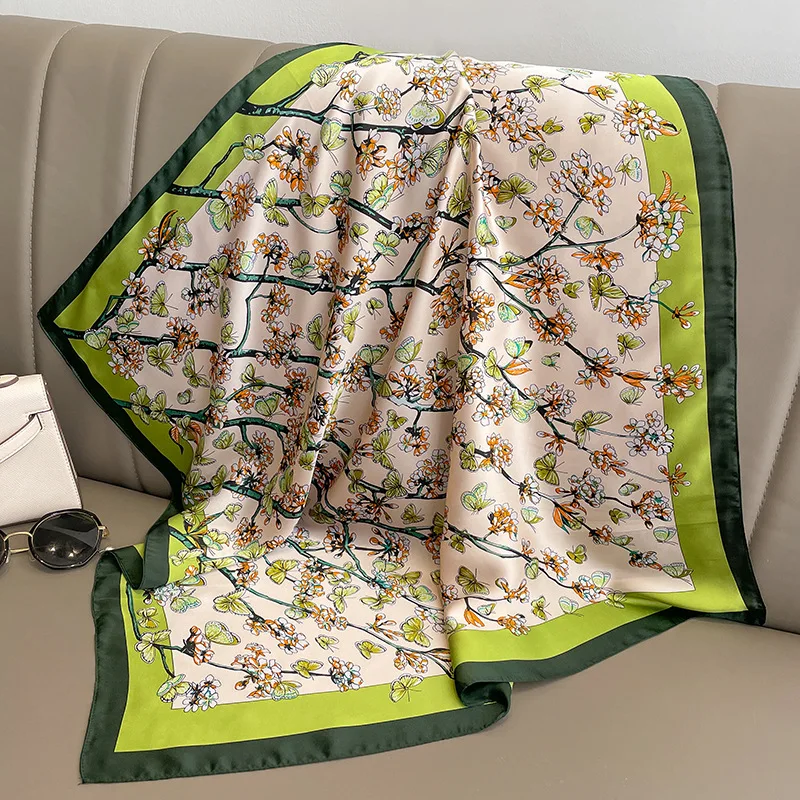 موضة 70*70 سنتيمتر أوشحة مربعة للنساء شال طباعة الحرير الساتان الحجاب وشاح الإناث باندانا العلامة التجارية الفاخرة شالات وشاح للسيدات #1