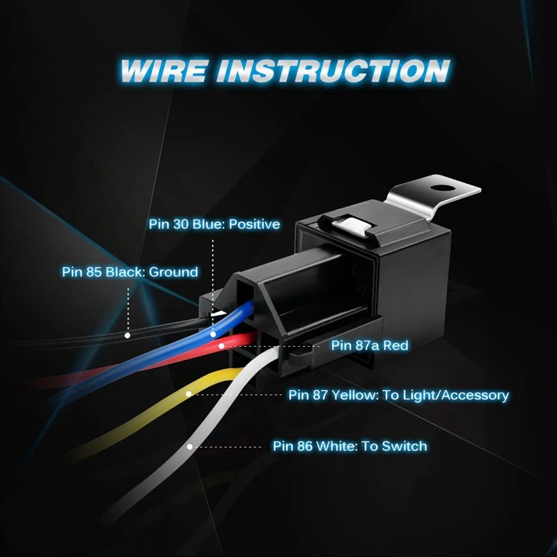 Automotive Kit 5 Pin 30/40A 12V SPDT Relay Socket And Wiring Harness With Interlock - 5 Pack