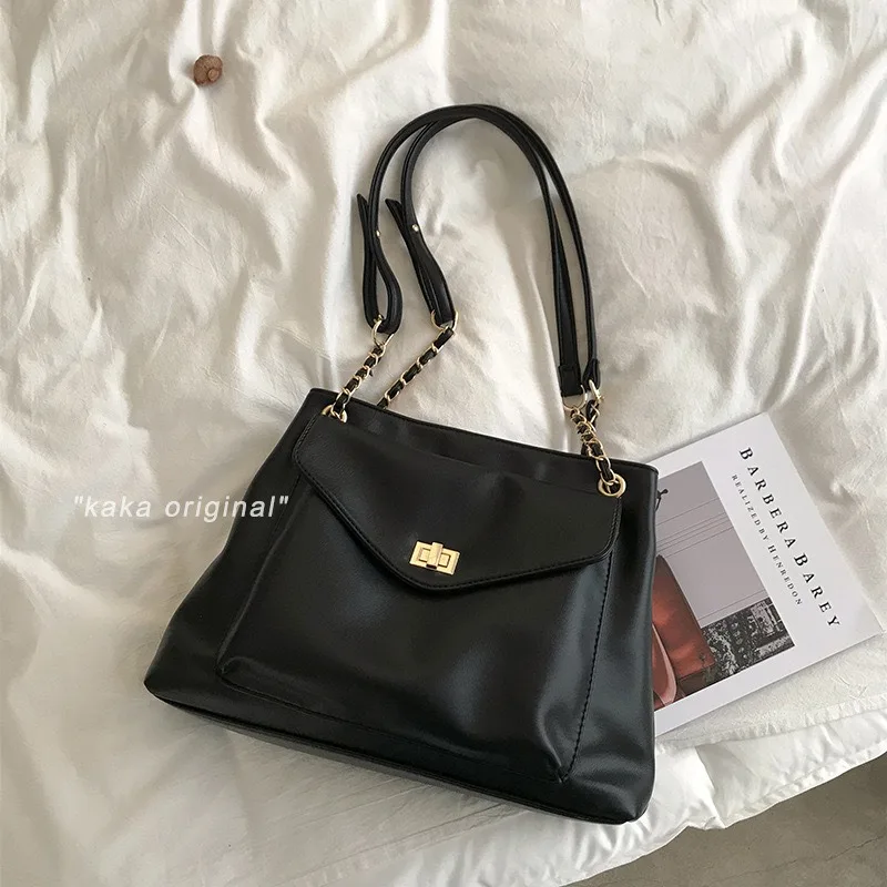 

2024 New Korean Fashion Large Capacity Simple Ins Retro Shoulder Bag Versatile One Shoulder Diagonal Large Bag for Women