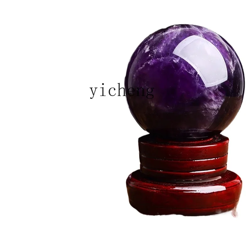 

ZK Natural Amethyst Crystal Ball Ornament Raw Stone Handmade Home Office Decoration Living Room