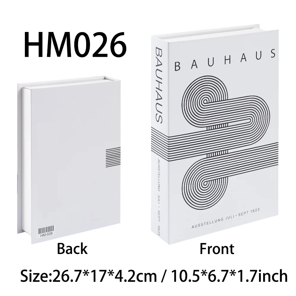 Boîte de rangement décorative de luxe en forme de faux livre Bauhaus pour la maison, avec livres sur