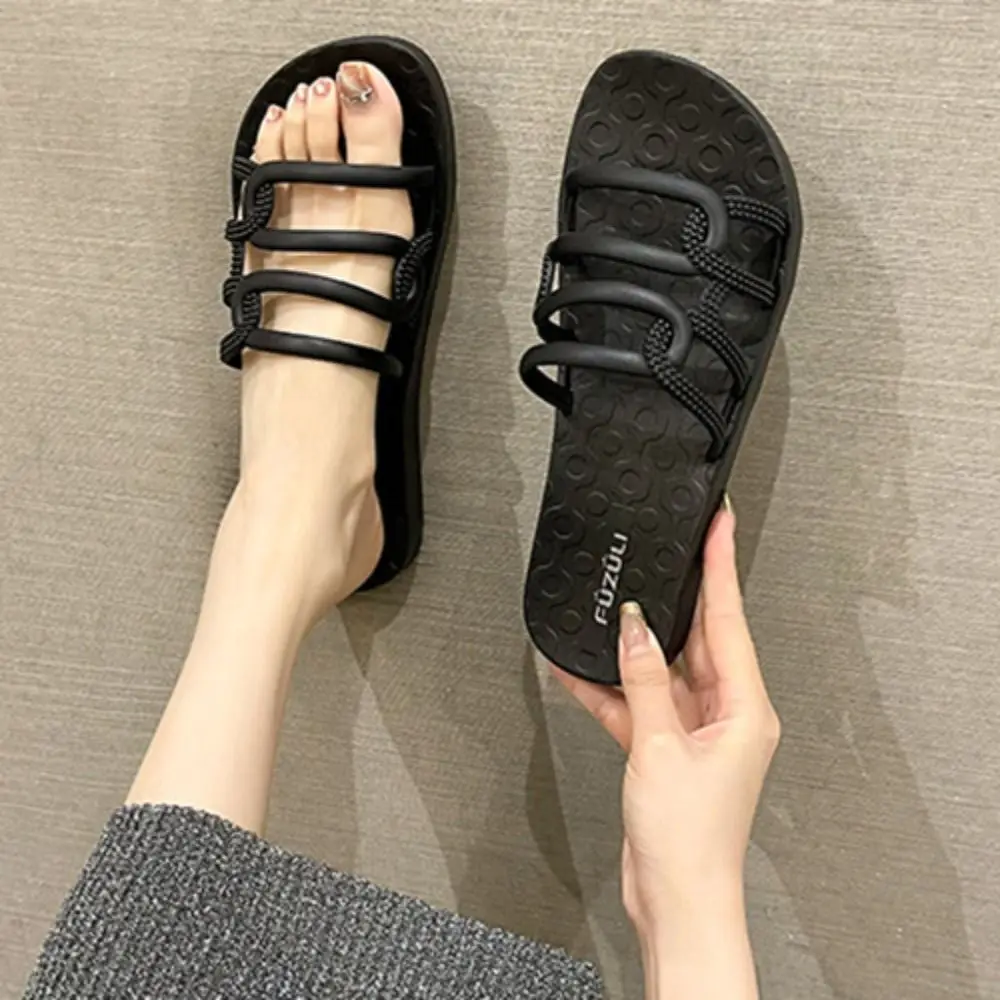 

Универсальные полые тапочки на плоской подошве, противоскользящие тапочки на мягкой подошве, женская верхняя одежда из искусственной кожи, шлепанцы, женские сандалии