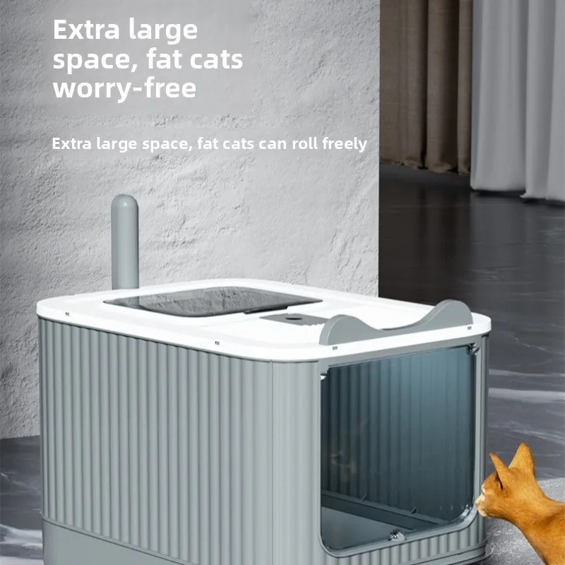 Automatic Self Cleaning Enclosed Cat Litter Box XXL Stainless Steel Drawer Anti Splash Odor Control Easy Clean view 6