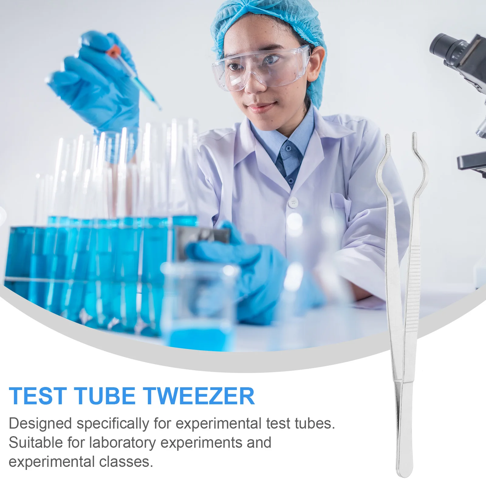 

20cm Stainless Steel Test Tube Tweezer Round Head Clamp Heat Resistant Lab Equipment Experiment Accessory Glass Tube Holder