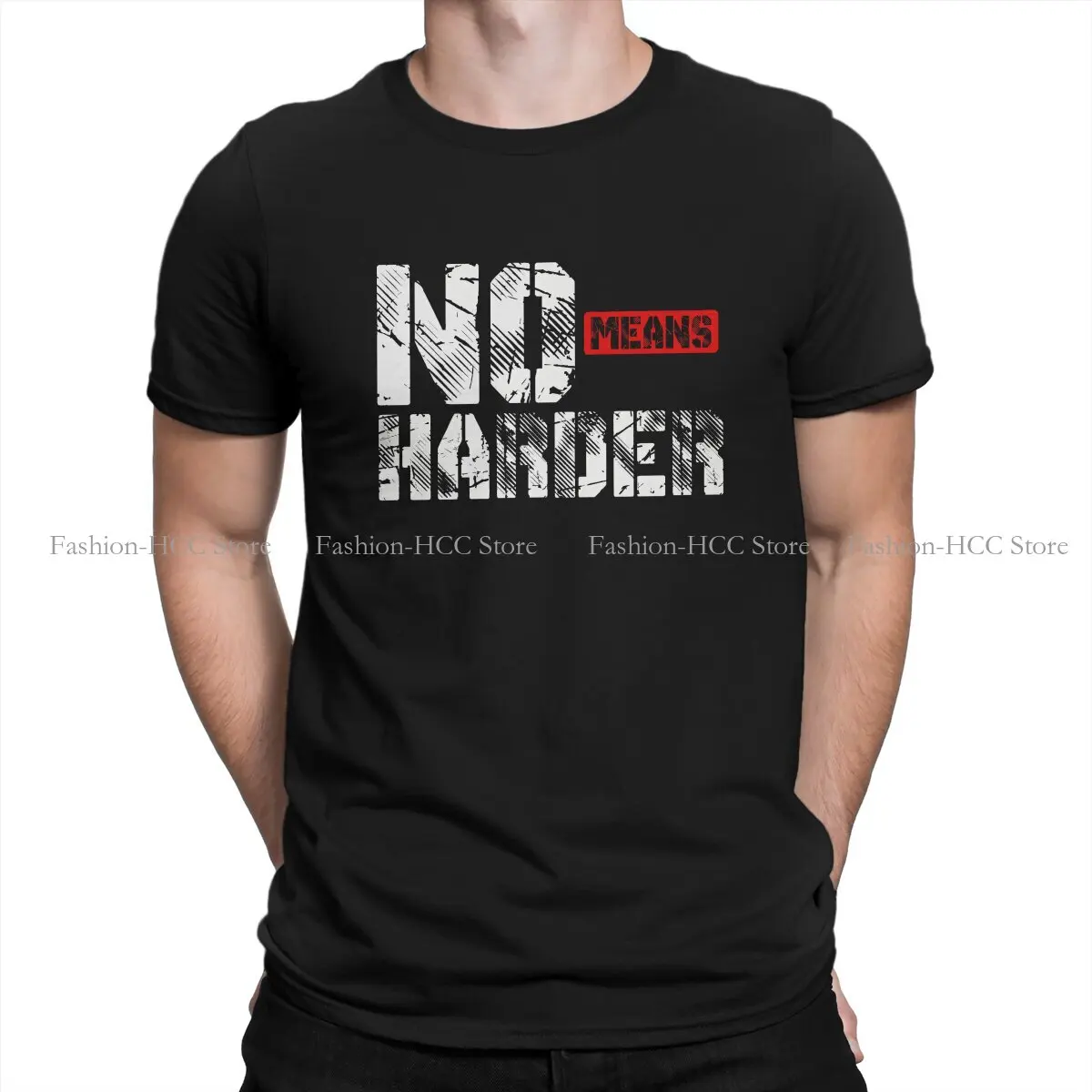 No Means Harder Casual TShirt BDSM Bondage Discipline Dominance Submission Style Streetwear Casual T Shirt Male Polyester